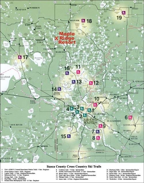 Itasca County Cross-Country Ski Trails Map - Click Here To View A Larger Version of This Map.